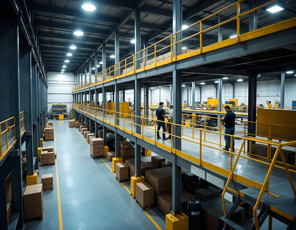 A Multi Tier Production Plant with Mezzanine Flooring Installed